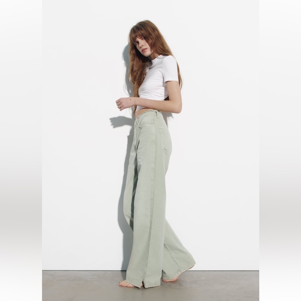 Zara high rise ref slit wide leg jeans NWOT